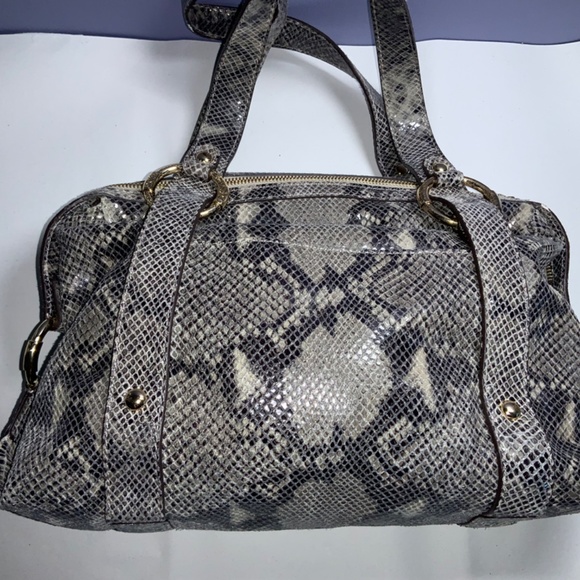 Michael Kors Fulton Sand Snakeskin Leather Satchel - Picture 2 of 6